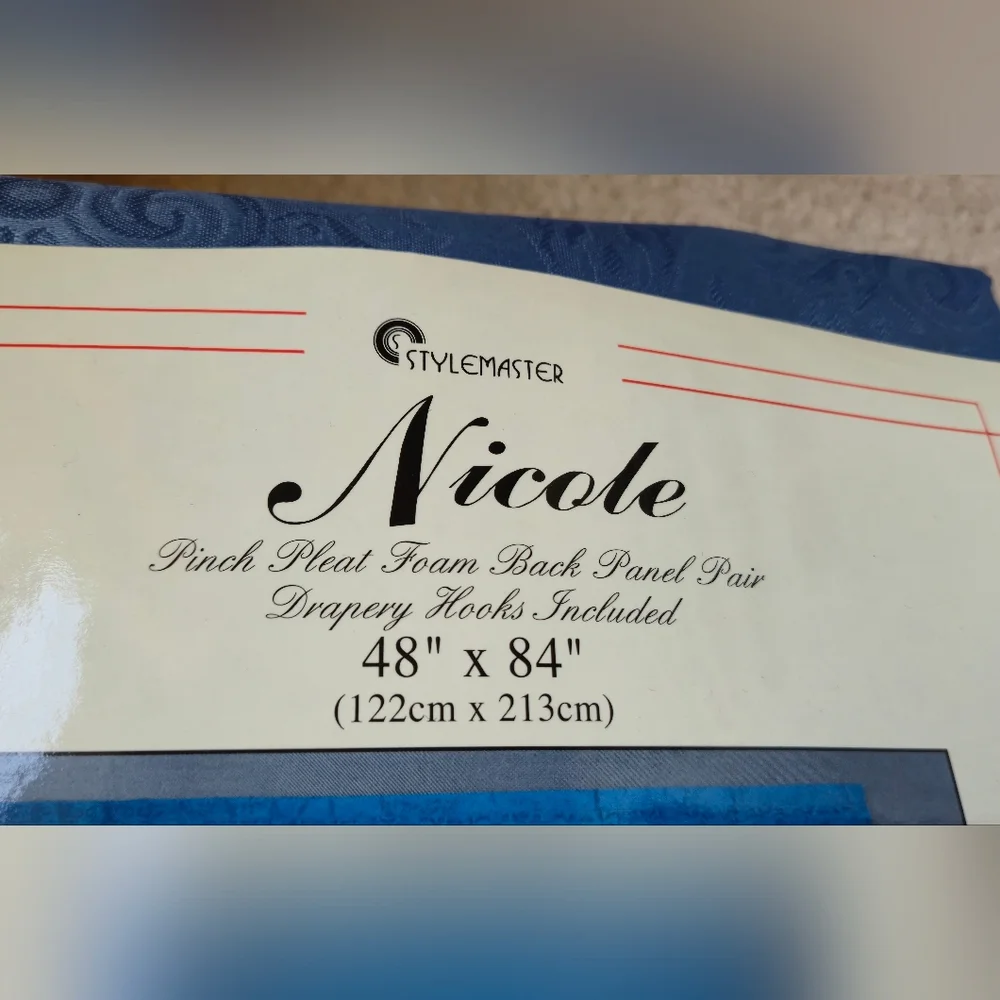 Nicole Blue Damask Curtains